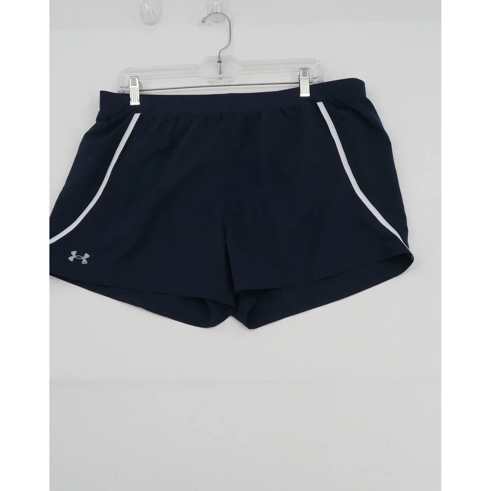 Under Armour HeatGear Navy Blue Running Shorts Womens XL Loose Fit 3 Inch Inseam